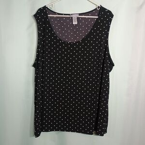 Catherines Women’s Black & White Polka Dot Sleeveless Top – Scoop Neck